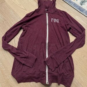 Bella + Canvas Gamma Phi Beta Maroon Moon Lightweight Zip-Up Hoodie